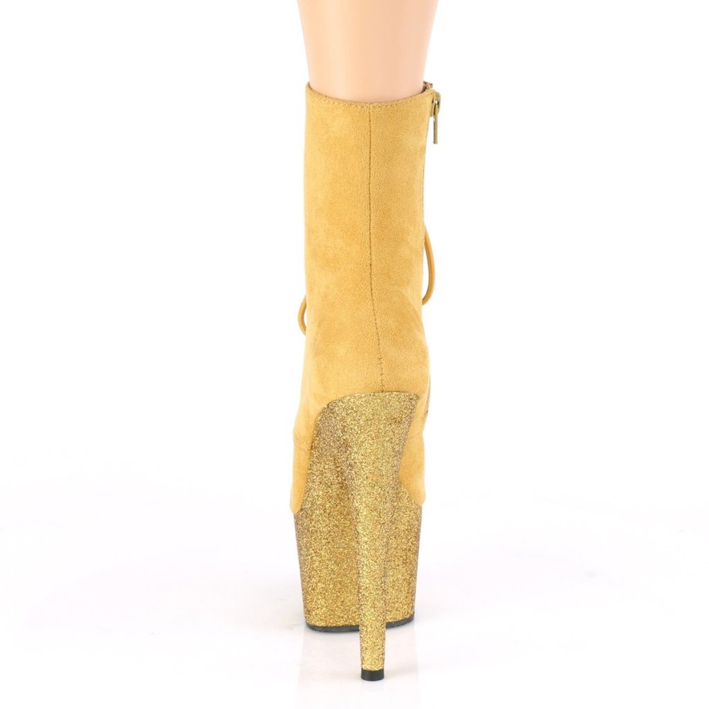 Suede Glitter Platform Lace Up Ankle Boots - Picture 2 of 5